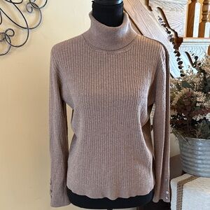 89th & Madison Ribbed Turtleneck Sweater - Tan